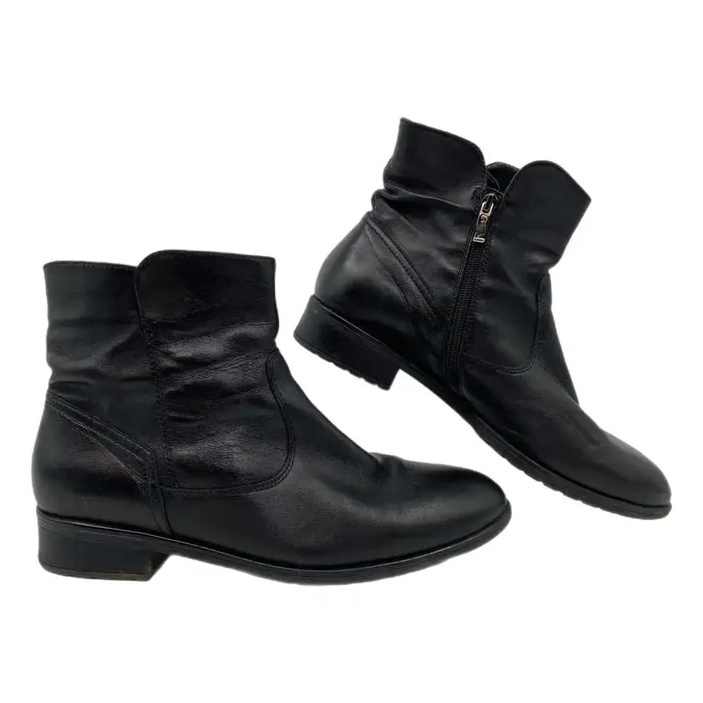 Ara Black Leather Fuzzy Lined Ankle Boots | Women’s Size 9